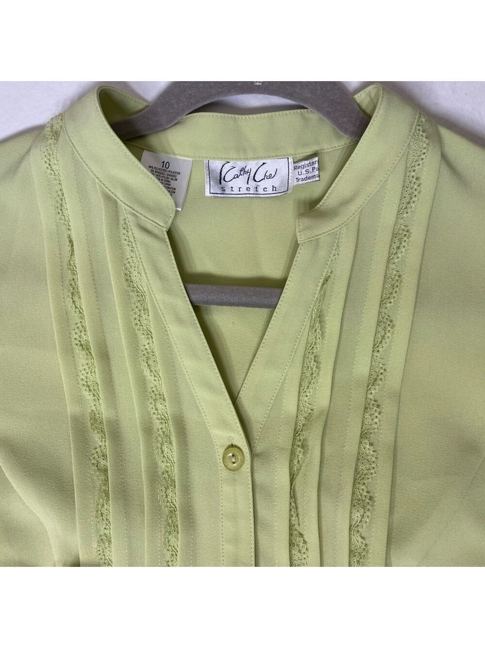 Kathy Che Pale Green Short Sleeve Blouse 10